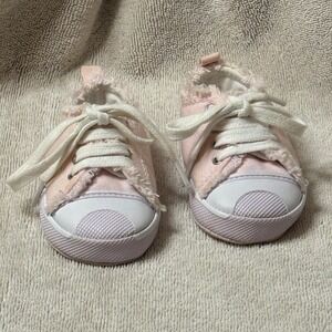 Canvas‎ Sneakers First Walker Shoes Pink White Laces Toddler Size 2